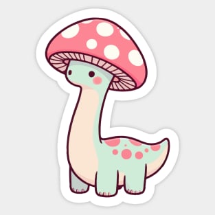 Kawaii simple Mushroom Hat Dinosaur Brontosaurus Sticker